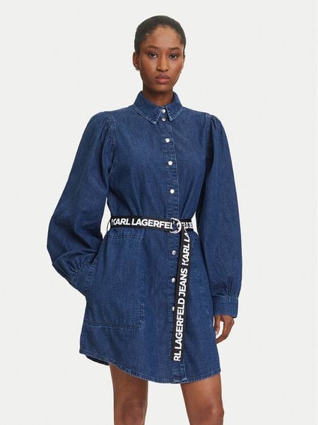 Karl Lagerfeld Jeans Sukienka jeansowa A3W13014 Niebieski Regular Fit. Niebieskie kombinezony Karl Lagerfeld Jeans, xs, bez wzorów, z bawełny, bez kołnierzyka, bez ramiączek. Za 489,99 zł.
