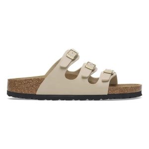 Klapki damskie BIRKENSTOCK Florida BF Sandcastle. Brązowe klapki Birkenstock, bez wzorów, z materiału, bez obcasa. Za 319,99 zł.
