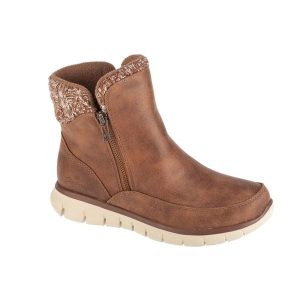 Buty zimowe damskie, Synergy - Lovely Collab. Brązowe buty sportowe Skechers, na zimę, bez wzorów, bez zapięcia. Za 289,99 zł.