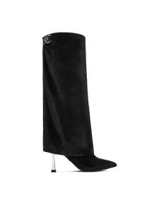 Juicy Couture Kozaki EO-R24SS94662 Czarny. Czarne kozaki Juicy Couture, bez wzorów, z materiału, bez obcasa, na szpilce, bez zapięcia. Za 459,99 zł.