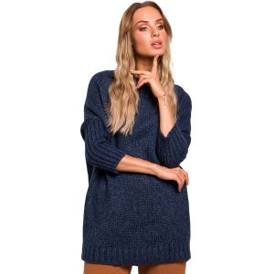 Granatowy Melanżowy Oversizowy Sweter z Półgolfem. Niebieskie swetry klasyczne MOE, l, z materiału, bez kołnierzyka. Za 223,90 zł.