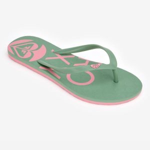 Japonki damskie Roxy To The Sea. Niebieskie klapki Roxy, bez wzorów, z kauczuku, bez obcasa. Za 89,99 zł.