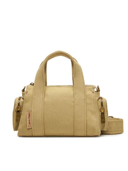 Calvin Klein Torebka Webbing Strap Canvas Pocket Bag LV04F3464G Beżowy. Brązowe torebki klasyczne Calvin Klein, bez wzorów, z materiału, bez dodatków. Za 449,99 zł.