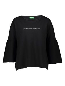 Benetton Bluza w kolorze czarnym rozmiar: M. Czarne bluzy Benetton, m, bez wzorów, z bawełny, bez kaptura. Za 57,06 zł.