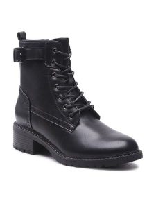 Clara Barson Trzewiki WYL2717-6 Czarny. Czarne botki Clara Barson, bez wzorów, ze skóry, bez obcasa, na płaskiej podeszwie, bez zapięcia. Za 119,99 zł.