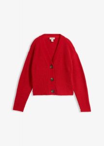 Gruby sweter z czystej bawełny. Czerwone swetry klasyczne bonprix, z bawełny, bez kołnierzyka. Za 117,99 zł.