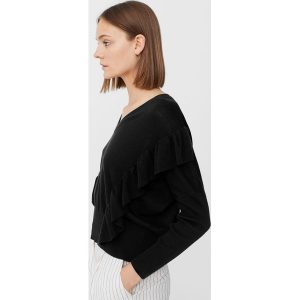 Mango - Sweter Uve. Czarne swetry klasyczne marki Mango, z bawełny, z krótkim rękawem. W wyprzedaży za 44,90 zł.