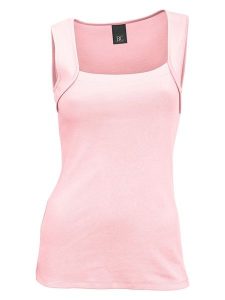 Heine Top w kolorze różowym rozmiar: 44. Różowe topy Heine, bez wzorów, z bawełny, bez kołnierzyka, bez ramiączek. Za 43,99 zł.