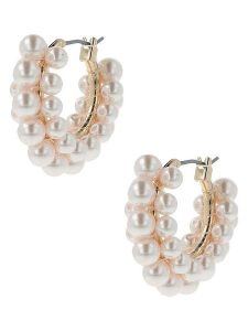Otazu Pozłacane kolczyki-kreole z perłami rozmiar: onesize. Białe kolczyki Otazu, z perłą, pozłacane. Za 100,99 zł.