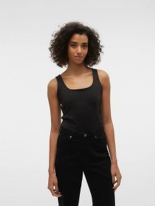 Vero Moda Top w kolorze czarnym rozmiar: L. Czarne topy Vero Moda, l, bez wzorów, bez kołnierzyka, bez ramiączek. Za 65,69 zł.