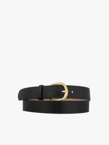 Czarny pasek z skóry licowej. Czarne paski Ryłko, bez wzorów, ze skóry, eleganckie. Za 129,99 zł.