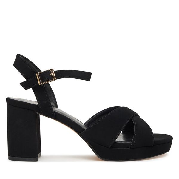 Sandały JENNY. Czarne sandały Jenny, bez wzorów, bez obcasa, na słupku, bez zapięcia. Za 149,99 zł.
