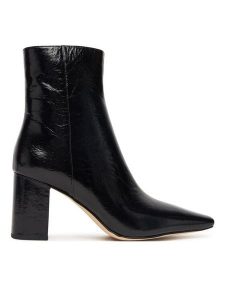 MICHAEL Michael Kors Botki Elise 40T5ELME7L Czarny. Czarne botki MICHAEL Michael Kors, bez wzorów, ze skóry, bez obcasa, na słupku, bez zapięcia. Za 589,99 zł.