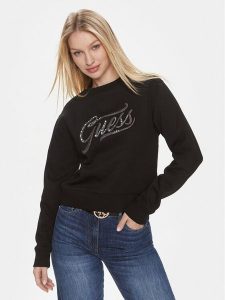 Guess Bluza Cn Stones Logo W4RQ14 KB681 Czarny Relaxed Fit. Czarne bluzy Guess, xs, z aplikacjami, z bawełny, bez kaptura. Za 219,99 zł.
