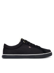 Tommy Hilfiger Tenisówki Th Low FW0FW09390 Czarny. Czarne trampki TOMMY HILFIGER, bez wzorów, z materiału, bez zapięcia. Za 329,99 zł.