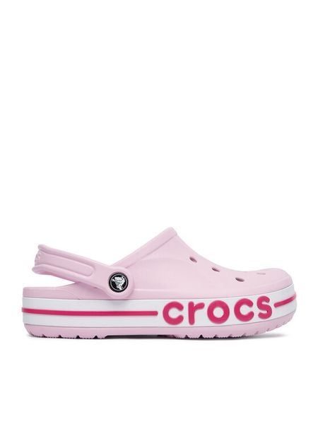 Crocs Klapki Bayaband Clog 205089-6TG Różowy jasny. Czerwone klapki Crocs, bez wzorów, z tworzywa sztucznego, bez obcasa. Za 229,99 zł.