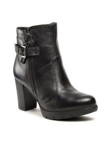 Lasocki Botki WB-TIZIANA-AW22-11 Czarny. Czarne botki Lasocki, bez wzorów, ze skóry, bez obcasa, na słupku, bez zapięcia. Za 329,99 zł.