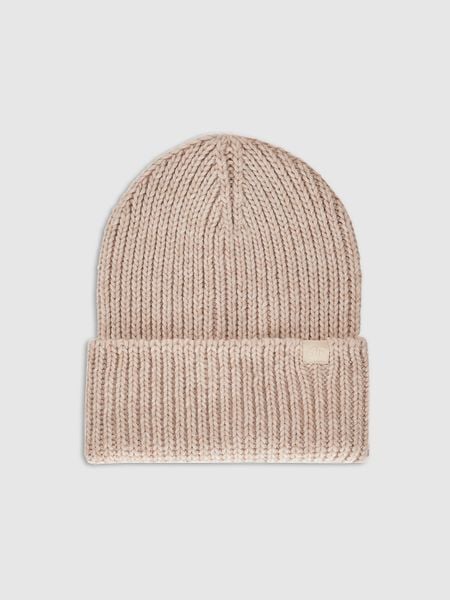 4F Czapka zimowa z dodatkiem wełny damska - beżowa Uniwersalny. Brązowe czapki 4f, bez wzorów, z materiału. W wyprzedaży za 69,99 zł.