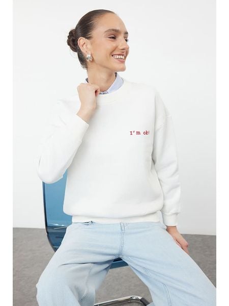 Trendyol Bluza w kolorze kremowym rozmiar: M. Brązowe bluzy Trendyol, m, bez wzorów, bez kaptura. Za 74,63 zł.