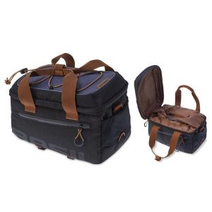 Torba na bagaż „Miles” - czarna/brązowa. Czarne torby podróżne i sportowe BASIL, bez wzorów, z materiału, na ramię. Za 299,95 zł.