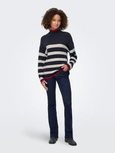 ONLY Sweter w kolorze granatowo-biało-czerwonym rozmiar: XL. Białe swetry oversize ONLY, xl, bez wzorów, ze splotem, bez ramiączek. Za 144,58 zł.