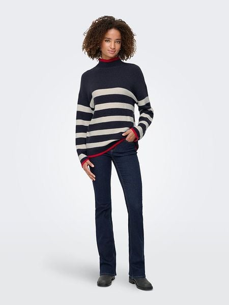 ONLY Sweter w kolorze granatowo-biało-czerwonym rozmiar: XS. Białe swetry oversize ONLY, xs, bez wzorów, ze splotem, bez ramiączek. Za 88,02 zł.