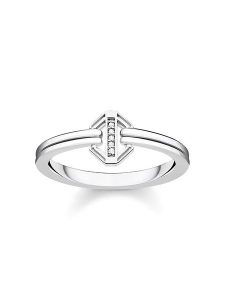Thomas Sabo Srebrny pierścionek z diamentem rozmiar: 52. Szare pierścionki Thomas Sabo, z diamentem, srebrne. Za 109,78 zł.