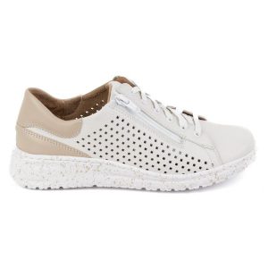 WASAK Półbuty damskie sneakersy skórzane ażurowe 0720PW białe. Białe półbuty w ażurowe wzory, ze skóry, bez obcasa, bez zapięcia. Za 423,31 zł.