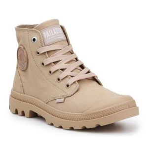 Buty Palladium Pampa Hi Mono 73089-271 beżowy. Brązowe trampki bez wzorów, z materiału, bez zapięcia. Za 503,88 zł.