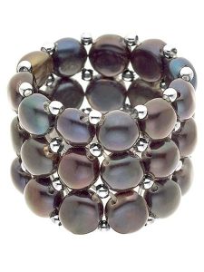 Pearl Addict Pierścionek z perłami w kolorze antracytowym rozmiar: onesize. Czarne pierścionki Pearl Addict, z perłą. Za 130,99 zł.