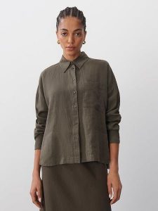 Someday Lniana koszula w kolorze khaki rozmiar: S. Brązowe koszule someday., s, bez wzorów, ze lnu, bez kołnierzyka, bez ramiączek. Za 153,71 zł.