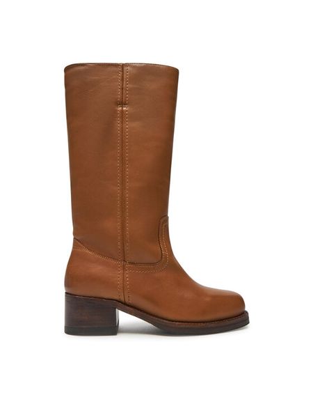 Bronx Kozaki Ky-Ley 14344-V Brązowy. Brązowe kozaki Bronx, bez wzorów, ze skóry, bez obcasa, na słupku, bez zapięcia. Za 669,99 zł.