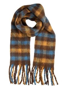 Clayre & Eef Szal w kolorze błękitno-żółtym- 190 x 38 cm rozmiar: onesize. Niebieskie szaliki Clayre & Eef, bez wzorów, z materiału. Za 65,38 zł.