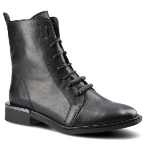 Czarne Trzewiki Damskie Karino Modne Skórzane Buty. Czarne botki Karino, ze skóry, bez obcasa, na obcasie, bez zapięcia. Za 319,00 zł.