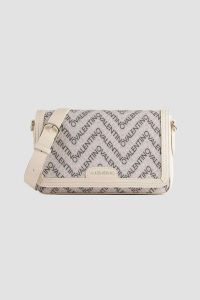 VALENTINO Beżowa torebka Blizzard. Brązowe listonoszki Valentino by Mario Valentino, bez wzorów, bez dodatków. W wyprzedaży za 399,99 zł.