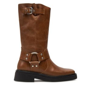 Kozaki Vagabond Shoemakers. Brązowe kozaki Vagabond Shoemakers, bez wzorów, bez obcasa, na płaskiej podeszwie, bez zapięcia. Za 749,99 zł.