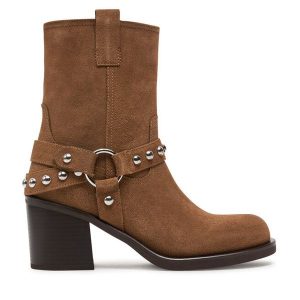 Botki Aldo. Brązowe botki ALDO, bez wzorów, bez obcasa, na słupku, bez zapięcia. Za 439,99 zł.