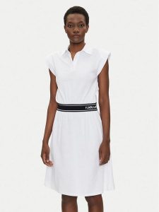 KARL LAGERFELD Sukienka codzienna A2W13038 Biały Regular Fit. Białe kombinezony KARL LAGERFELD, m, bez wzorów, z bawełny, bez kołnierzyka, bez ramiączek. Za 499,99 zł.
