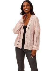 Heine Kardigan w kolorze jasnoróżowym rozmiar: 42. Różowe kardigany Heine, bez wzorów, ze splotem, bez ramiączek. Za 41,49 zł.