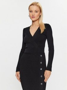 Guess Sweter Lucie W3BR29 Z2V42 Czarny Slim Fit. Czarne swetry klasyczne Guess, xs, z syntetyku, bez kołnierzyka. Za 299,99 zł.