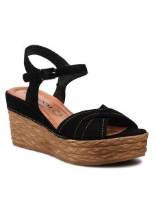 Lasocki Sandały WI16-2247-03 Czarny. Czarne sandały Lasocki, bez wzorów, ze skóry, bez obcasa, na koturnie, bez zapięcia. Za 149,99 zł.