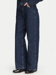 Guess Jeans Jeansy W6YA01 D1178 Granatowy Wide Leg. Niebieskie jeansy Guess Jeans, z aplikacjami, z bawełny. Za 479,00 zł.
