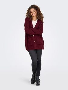 ONLY Kardigan w kolorze bordowym rozmiar: S. Czerwone swetry oversize ONLY, s, bez wzorów, bez ramiączek. Za 118,56 zł.