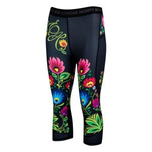 Legginsy sportowe damskie EXTREME HOBBY FOLK 3/4. Czarne legginsy EXTREME HOBBY, bez wzorów, z elastanu. Za 179,00 zł.