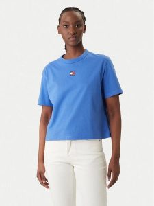 Tommy Jeans T-Shirt DW0DW22202 Niebieski Boxy Fit. Niebieskie t-shirty Tommy Jeans, xl, bez wzorów, z bawełny, bez kołnierzyka, bez ramiączek. Za 169,99 zł.