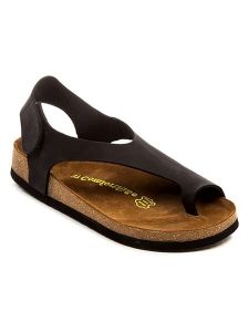 Comfortfusse Skórzane sandały w kolorze czarnym rozmiar: 36. Czarne sandały Comfortfüße, bez wzorów, z otwartym noskiem, bez obcasa, bez zapięcia. Za 210,81 zł.