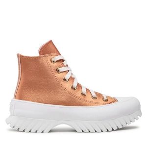 Botki Converse. Brązowe botki Converse, bez wzorów, bez obcasa, na płaskiej podeszwie, bez zapięcia. Za 409,99 zł.