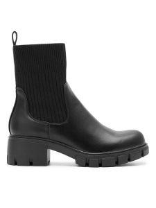 DeeZee Botki CEO-WS5575-05 Czarny. Czarne botki DeeZee, bez wzorów, z materiału, bez obcasa, na słupku, bez zapięcia. Za 159,99 zł.