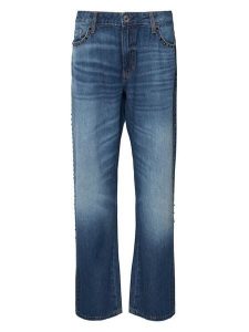 Guess Jeansy W6YA3W D1356 Niebieski Wide Leg. Niebieskie jeansy Guess, z aplikacjami, z bawełny. Za 624,99 zł.