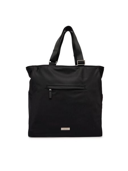 Calvin Klein Torba Sleek Pocket Tote LV04D3340G Czarny. Czarne torebki klasyczne Calvin Klein, bez wzorów, z materiału, bez dodatków. Za 489,99 zł.